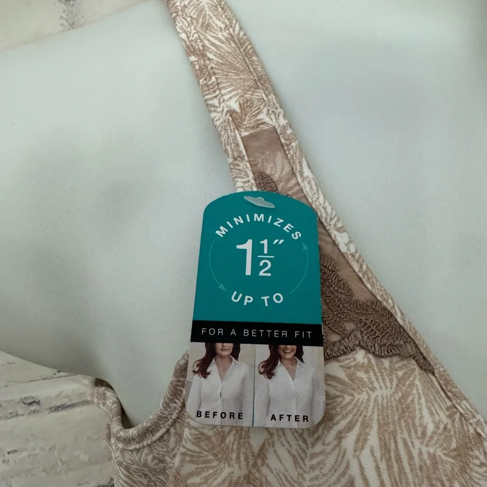 Bali Bra 40D Passion‎ For Comfort Fan Leaf Print Brown Minimizer DF3385 New